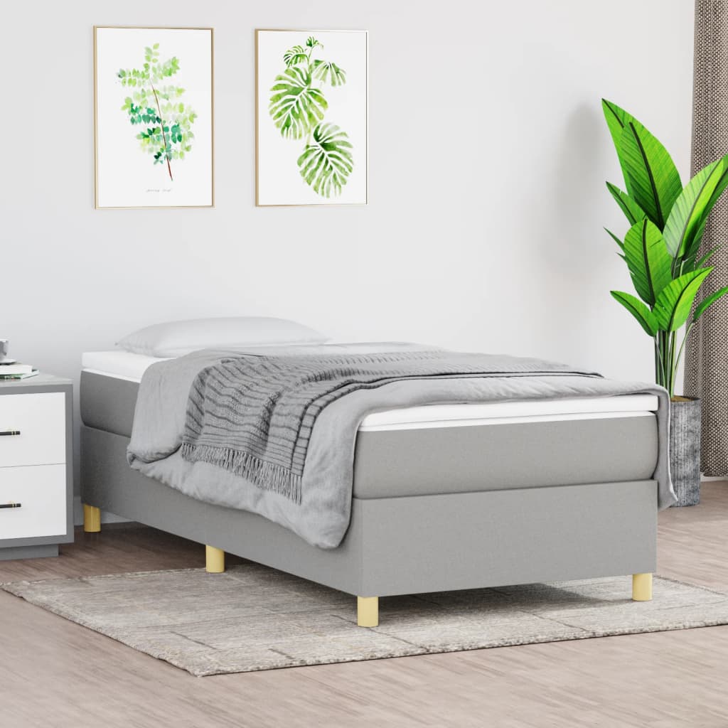 Boxspring-sängram ljusgrå 90x190 cm tyg