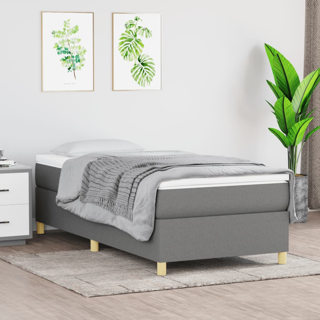 Boxspring-sängram mörkgrå 90x190 cm tyg