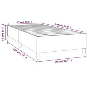 Boxspring-sängram mörkbrun 90x190 cm tyg