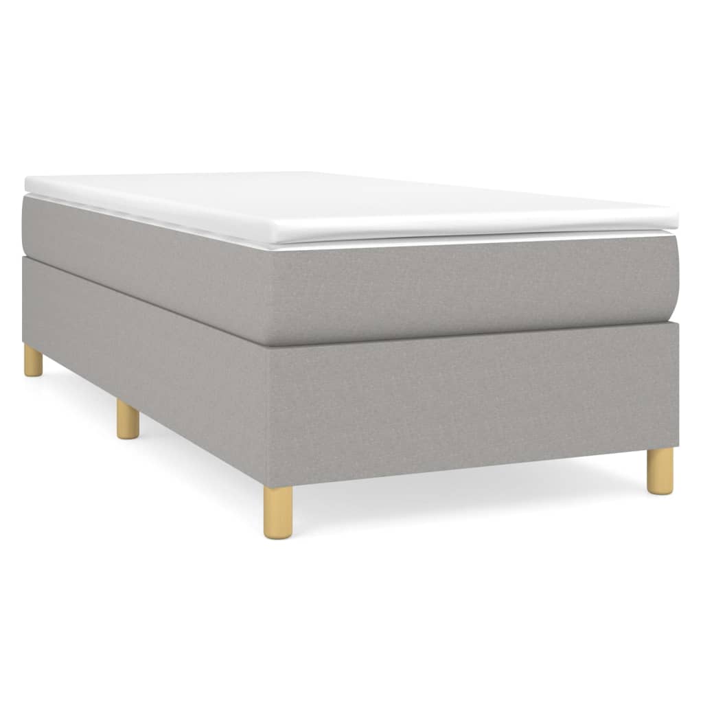 Boxspring-sängram ljusgrå 90x200 cm tyg