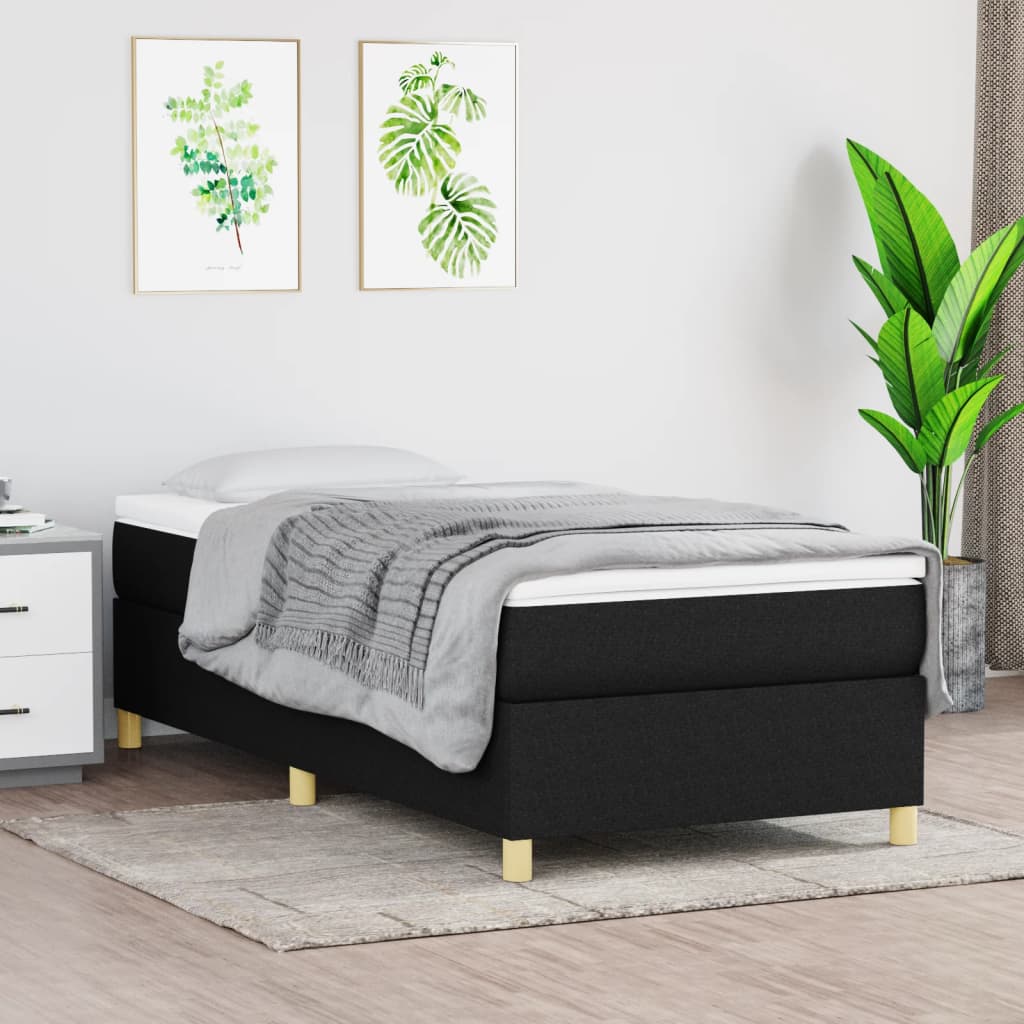 Boxspring-sängram svart 100x200 cm tyg