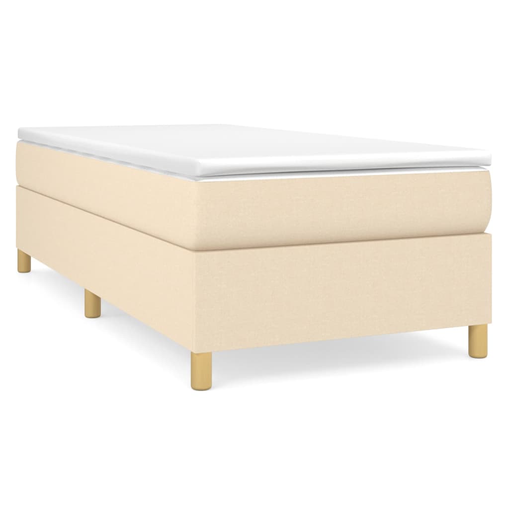 Boxspring-sängram gräddvit 100x200 cm tyg
