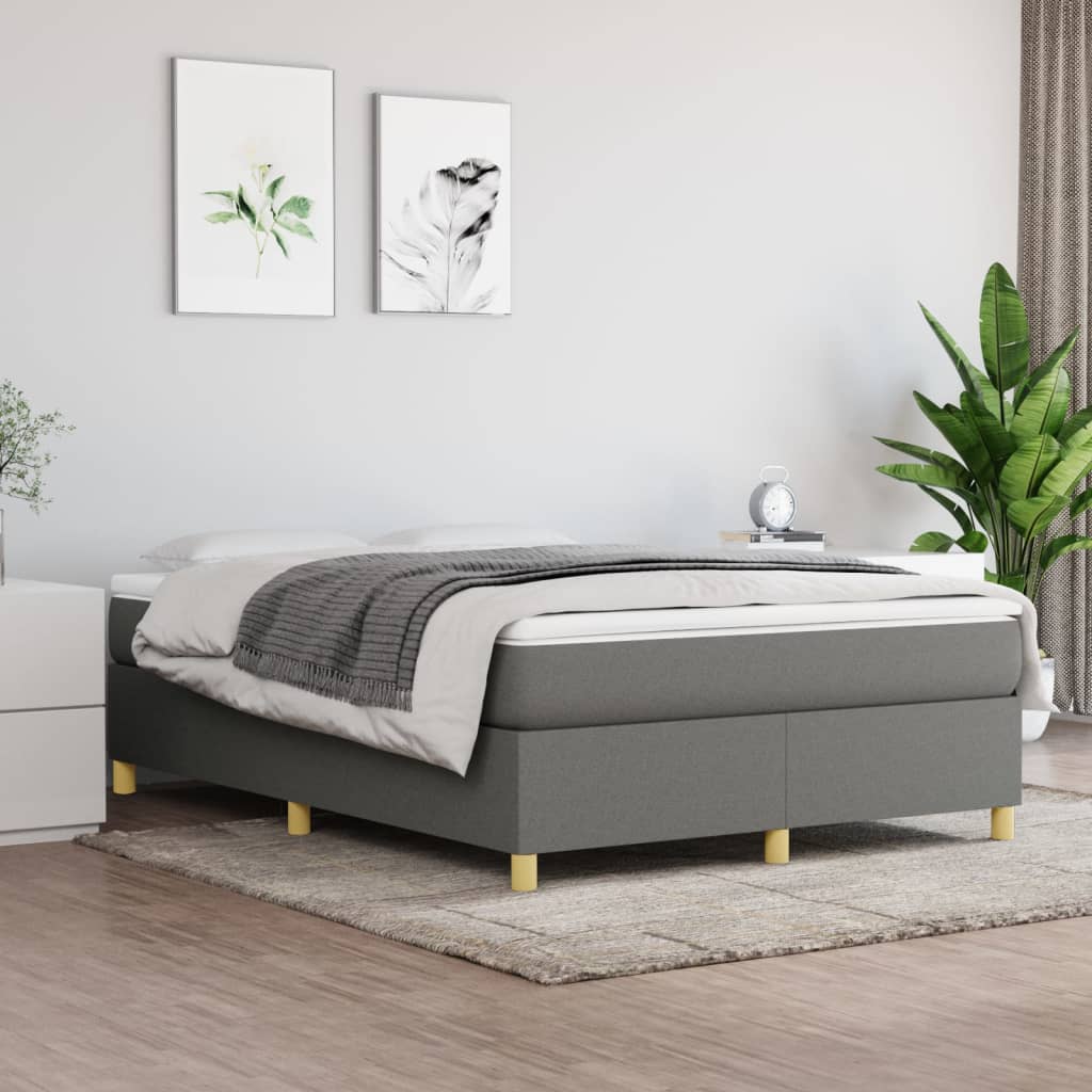 Boxspring-sängram mörkgrå 140x190 cm tyg