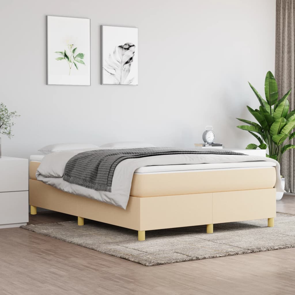 Boxspring-sängram gräddvit 140x200 cm tyg