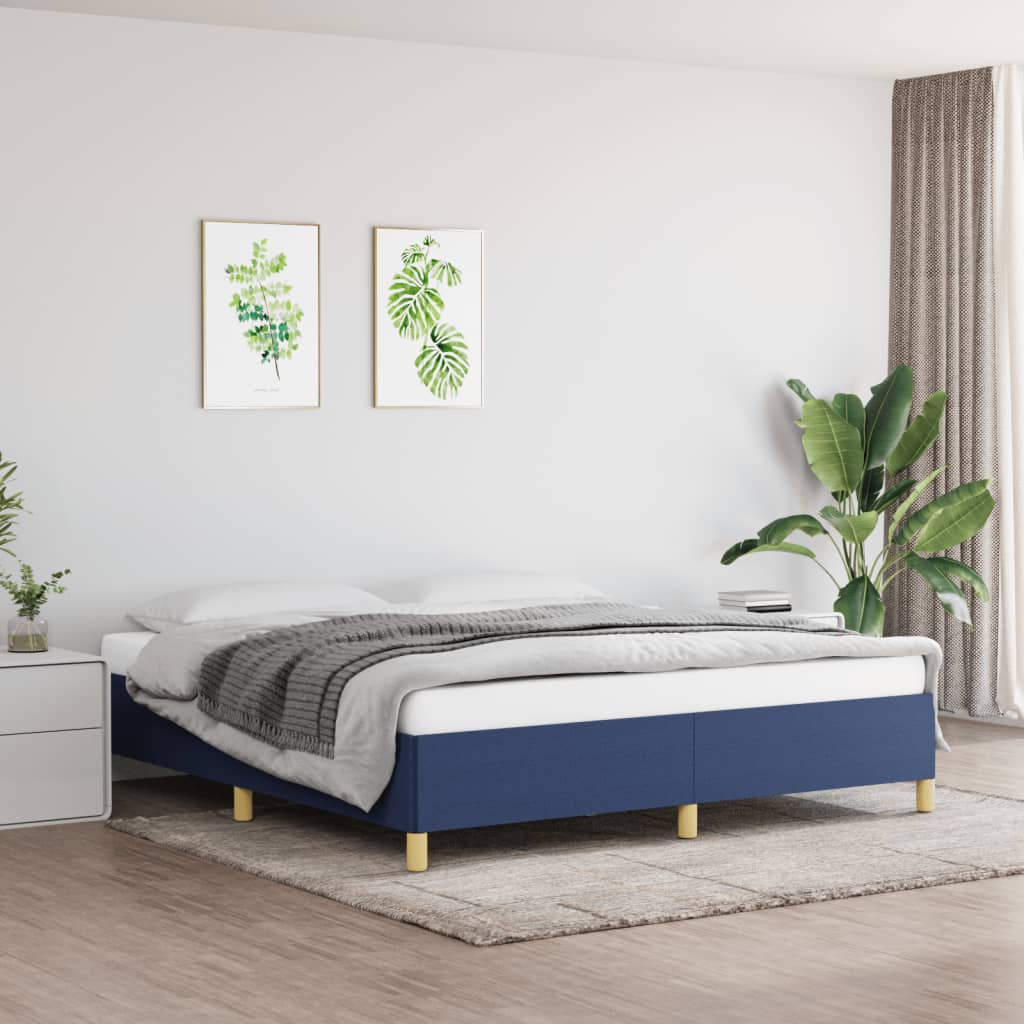Boxspring-sängram blå 160x200 cm tyg