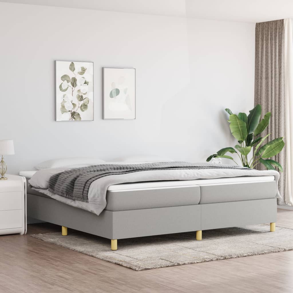 Boxspring-sängram ljusgrå 200x200 cm tyg