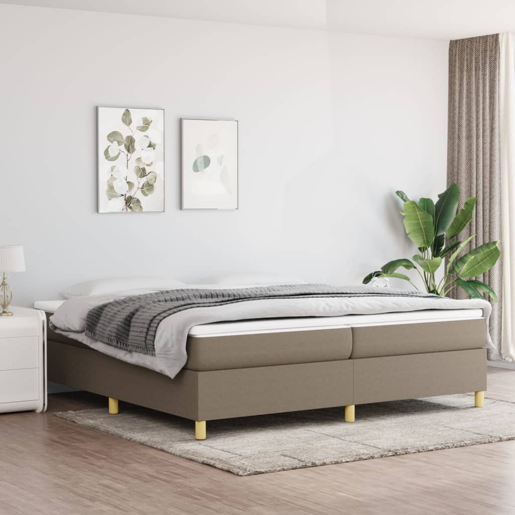 Boxspring-sängram taupe 200x200 cm tyg
