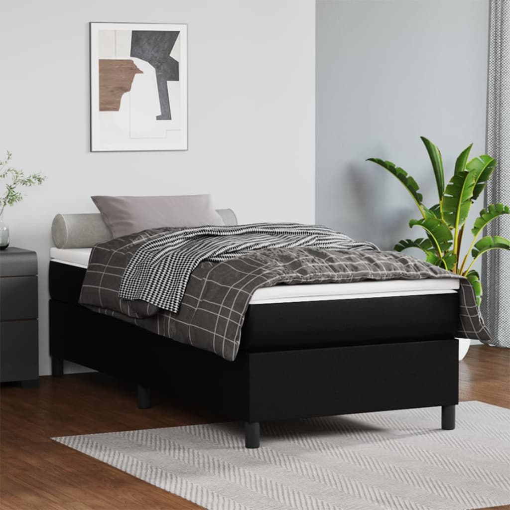 Boxspring-sängram svart 80x200 cm konstläder