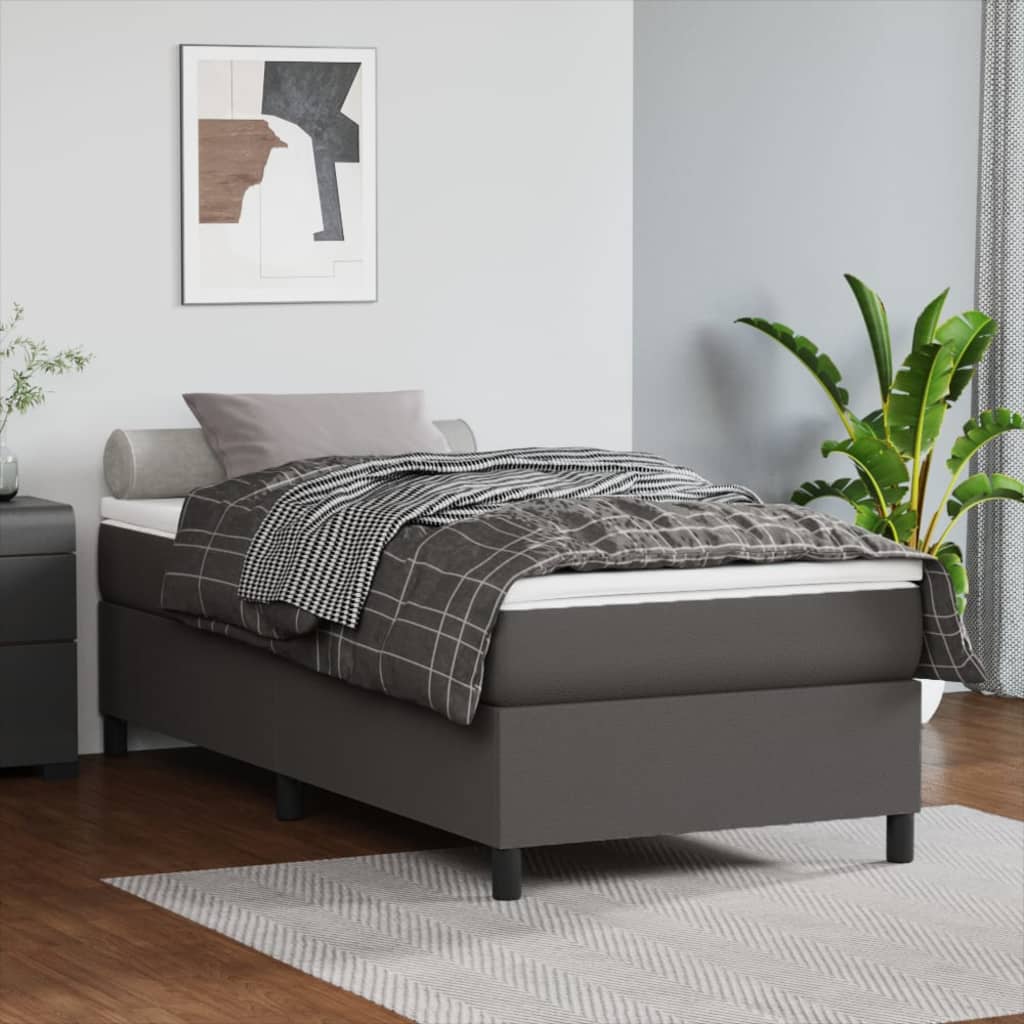 Boxspring-sängram grå 80x200 cm konstläder