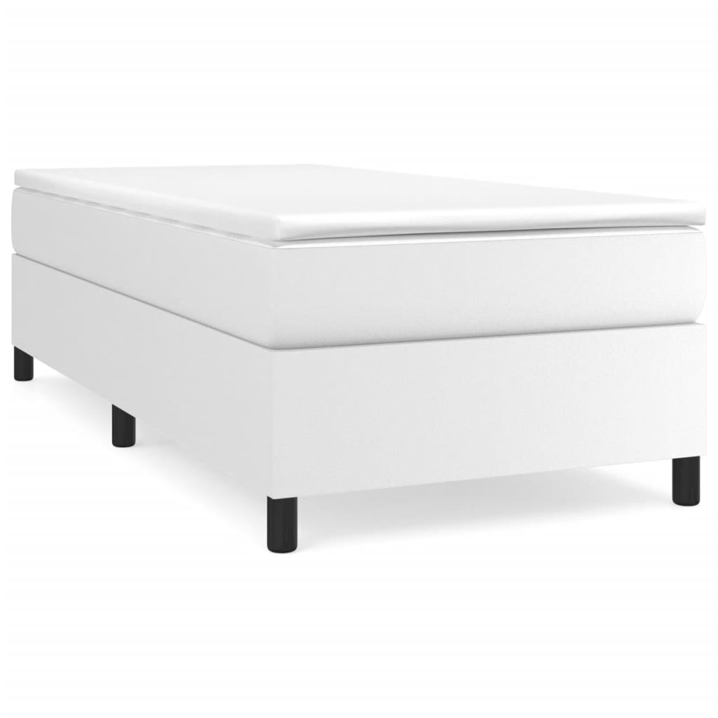 Boxspring-sängram vit 90x190 cm konstläder