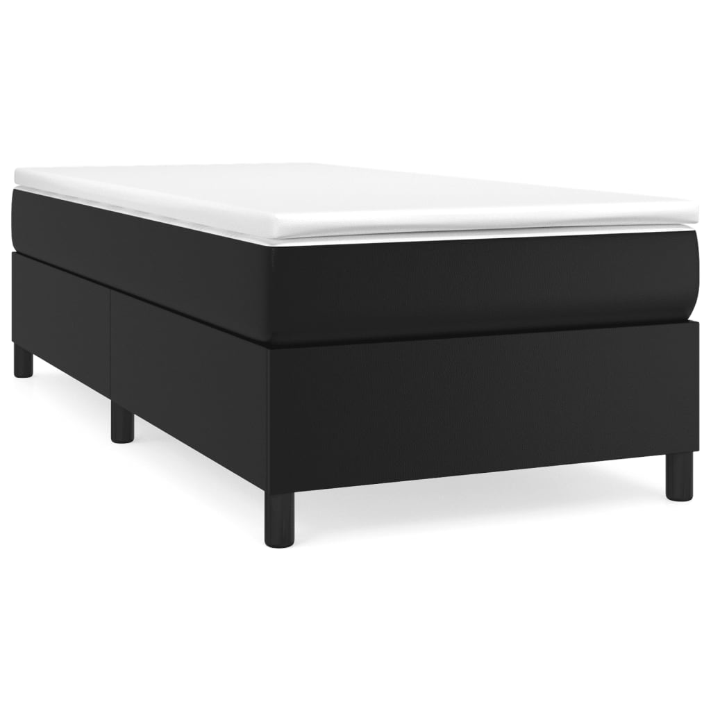Boxspring-sängram svart 90x200 cm konstläder