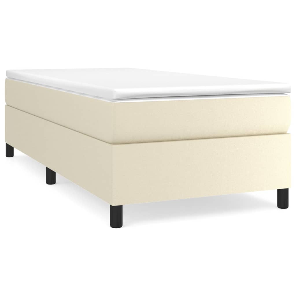 Boxspring-sängram gräddvit 90x200 cm konstläder