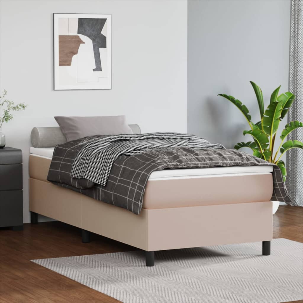 Boxspring-sängram cappuccino 100x200 cm konstläder