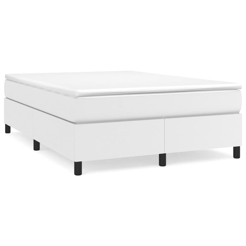 Boxspring-sängram vit 140x190 cm konstläder