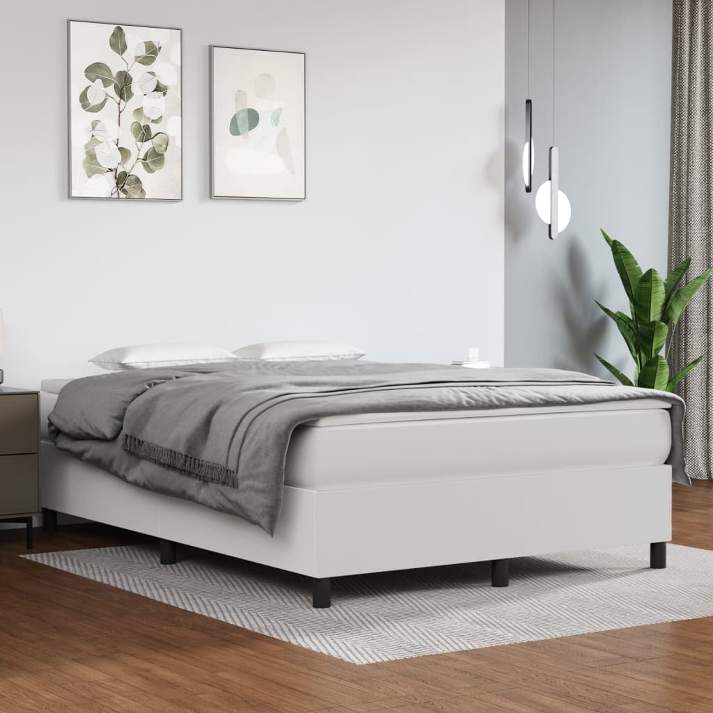 Boxspring-sängram vit 140x190 cm konstläder