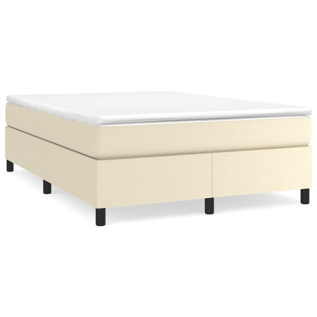 Boxspring-sängram gräddvit 140x190 cm konstläder