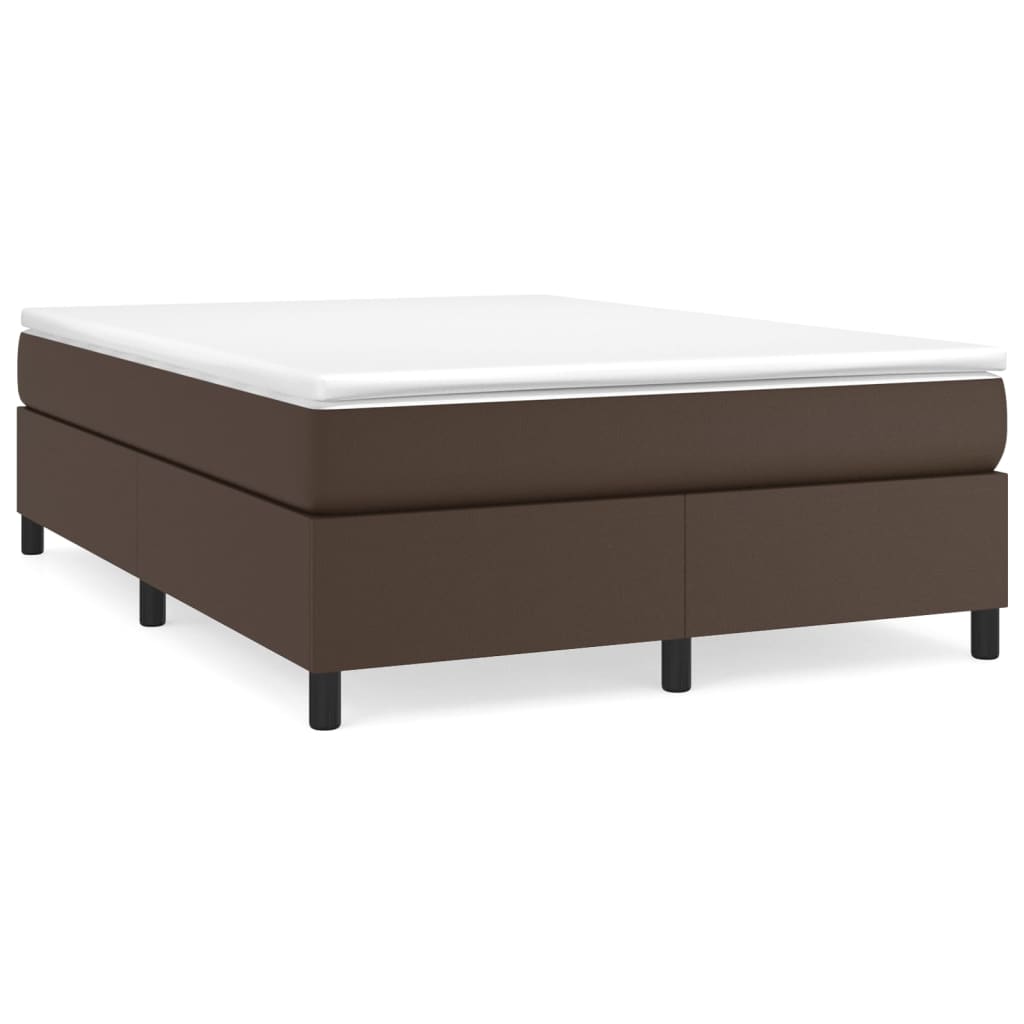 Boxspring-sängram brun 140x190 cm konstläder