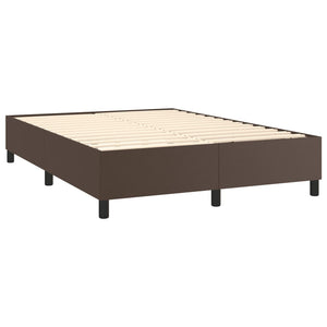 Boxspring-sängram brun 140x190 cm konstläder