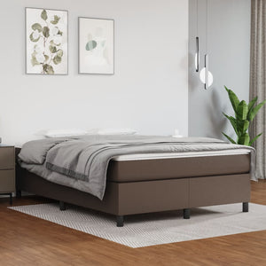 Boxspring-sängram brun 140x190 cm konstläder