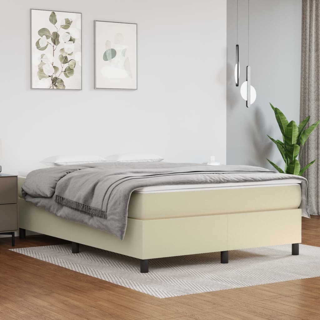Boxspring-sängram gräddvit 140x200 cm konstläder
