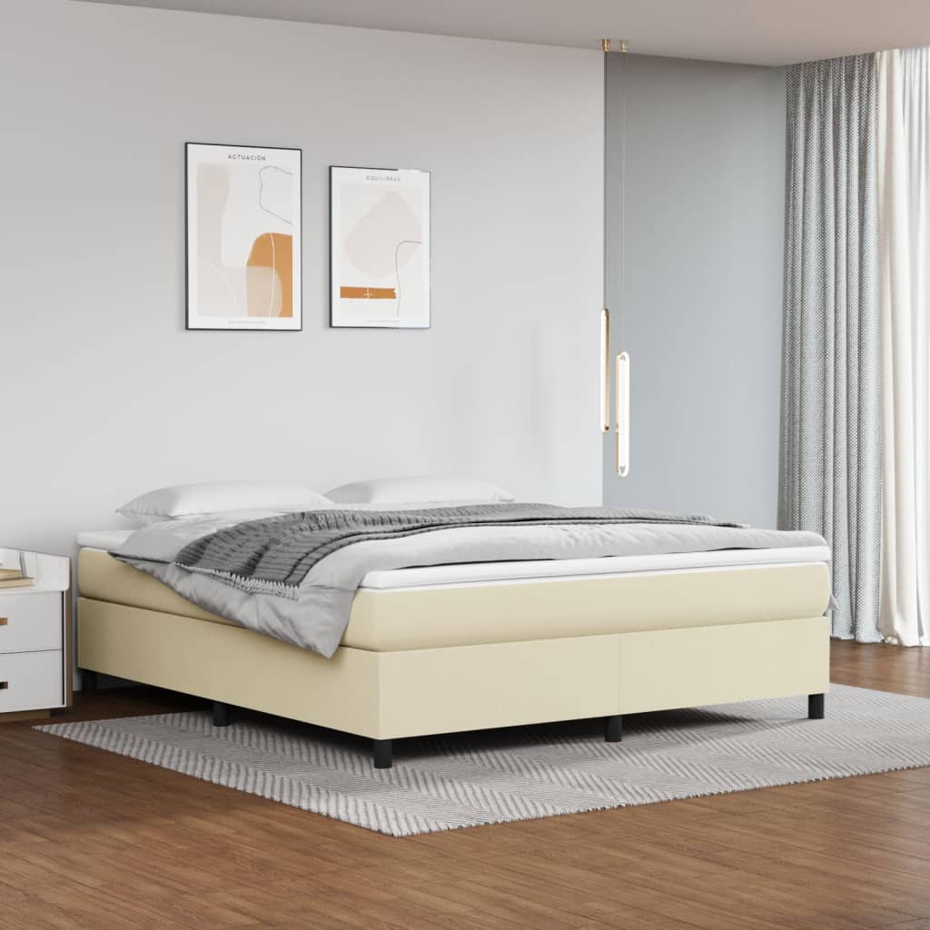 Boxspring-sängram gräddvit 180x200 cm konstläder