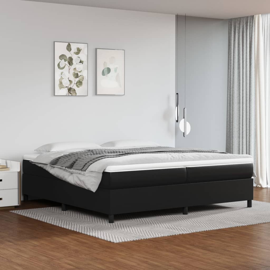 Boxspring-sängram svart 200x200 cm konstläder