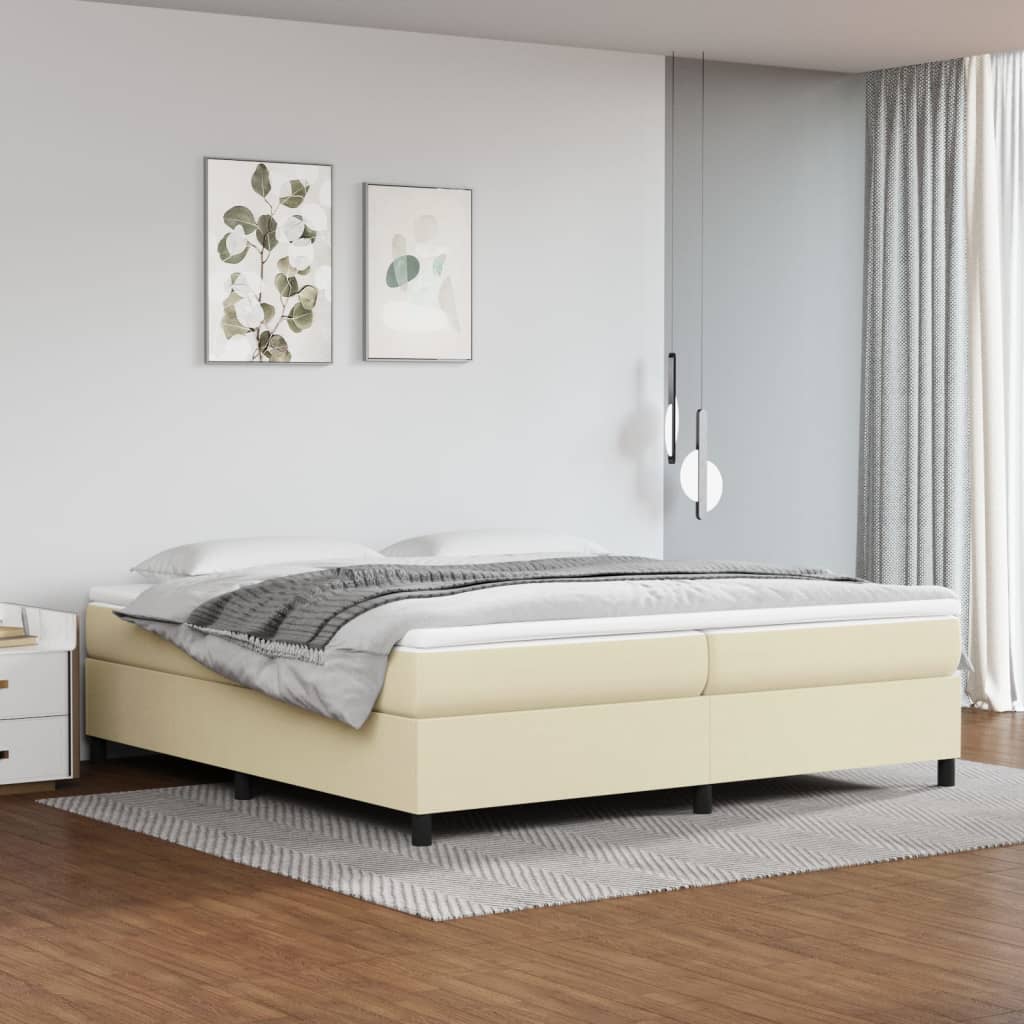 Boxspring-sängram gräddvit 200x200 cm konstläder