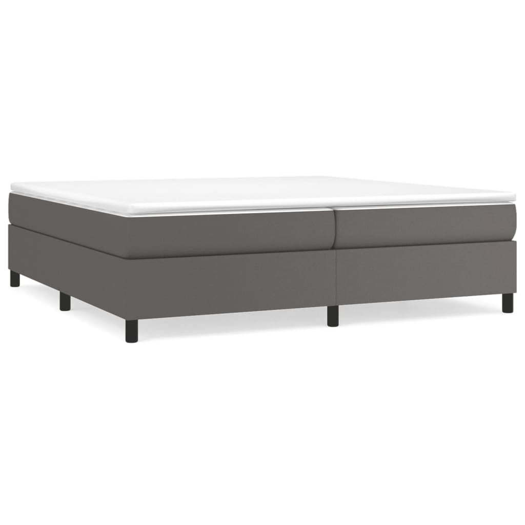 Boxspring-sängram grå 200x200 cm konstläder