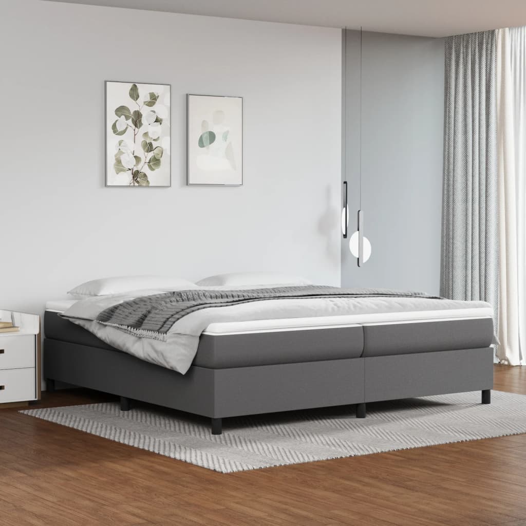 Boxspring-sängram grå 200x200 cm konstläder