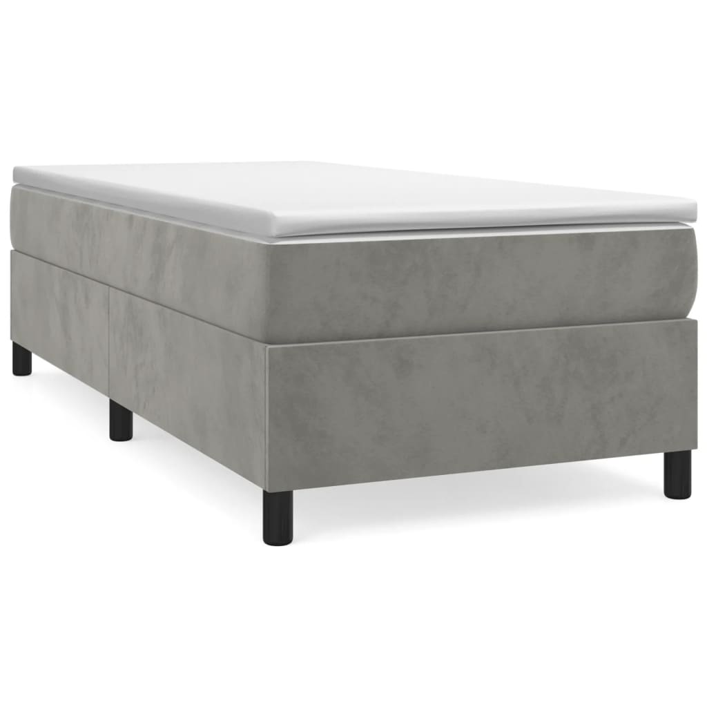 Boxspring-sängram ljusgrå 80x200 cm sammet