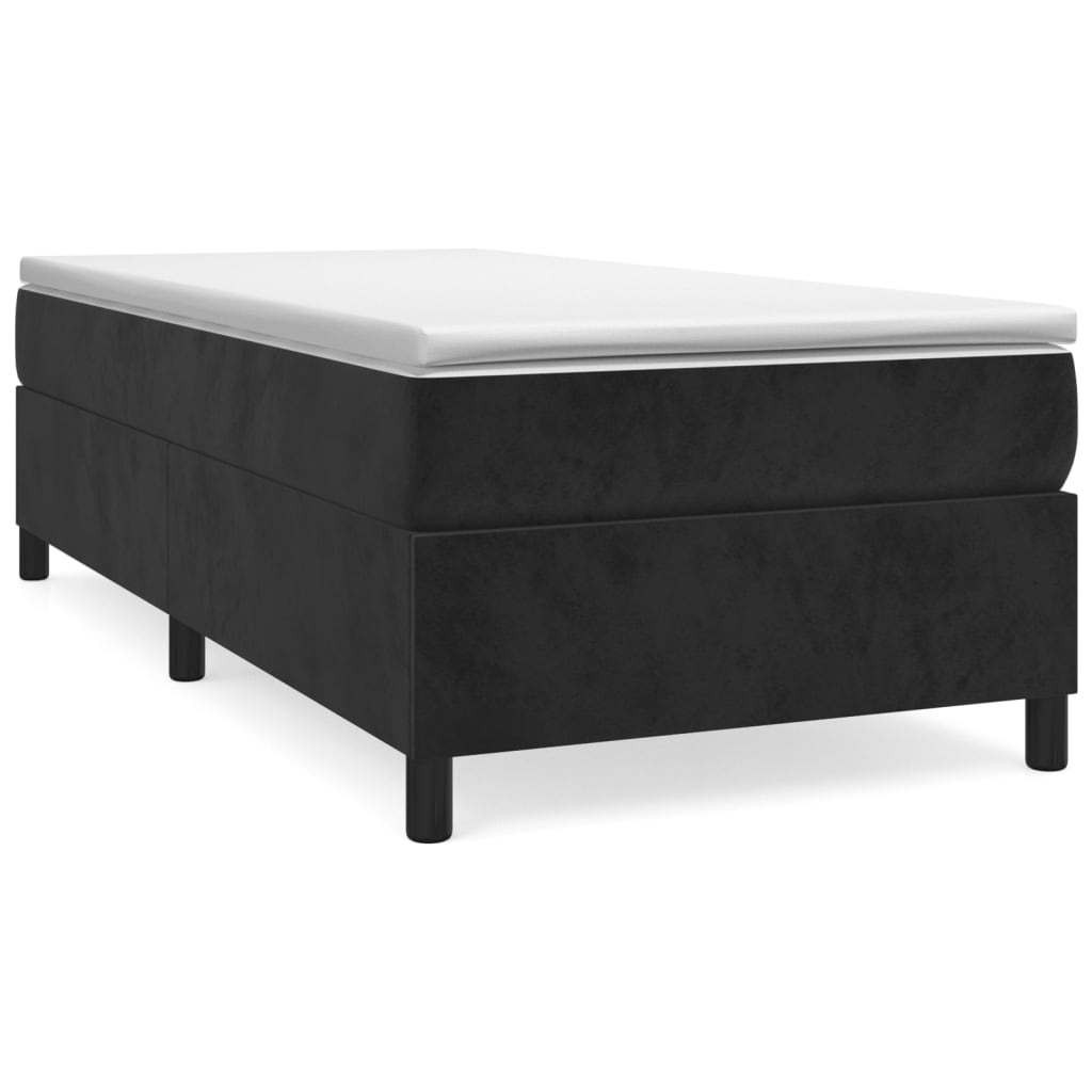 Boxspring-sängram svart 80x200 cm sammet