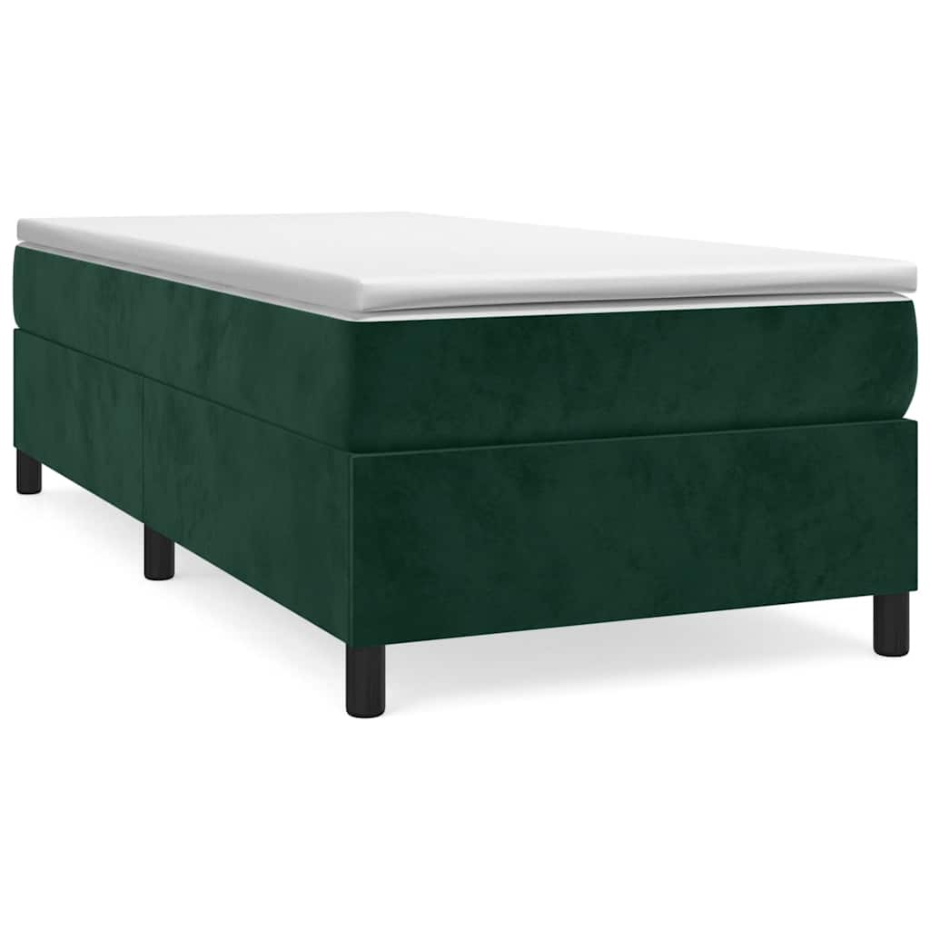 Boxspring-sängram mörkgrön 80x200 cm sammet