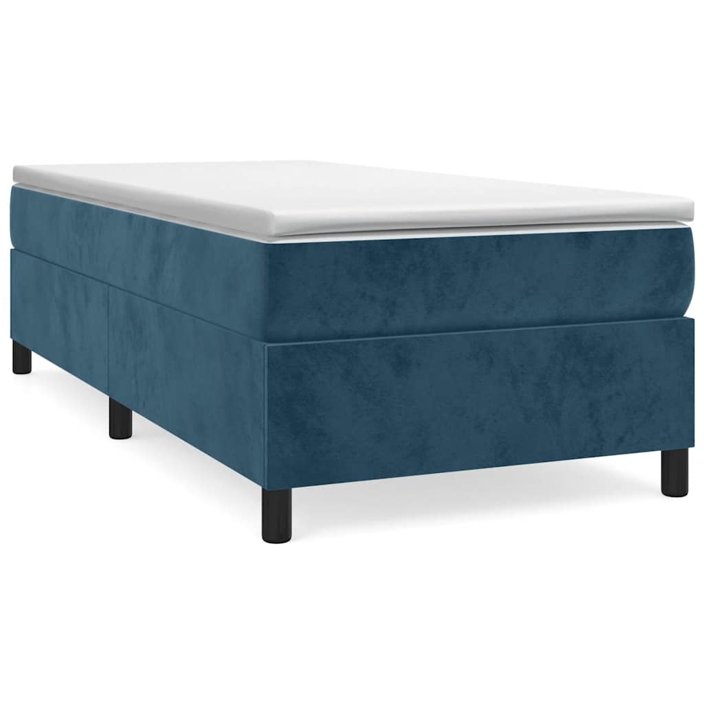 Boxspring-sängram mörkblå 80x200 cm sammet