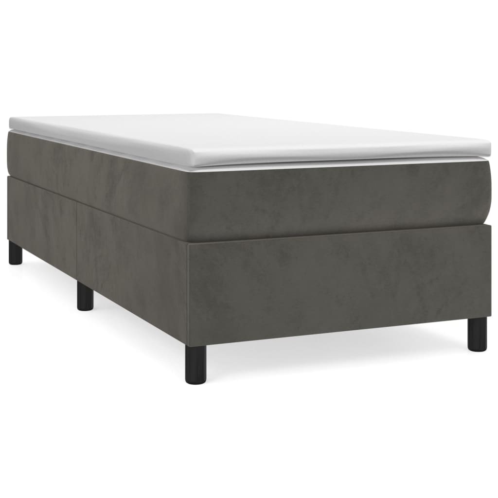 Boxspring-sängram mörkgrå 90x190 cm sammet