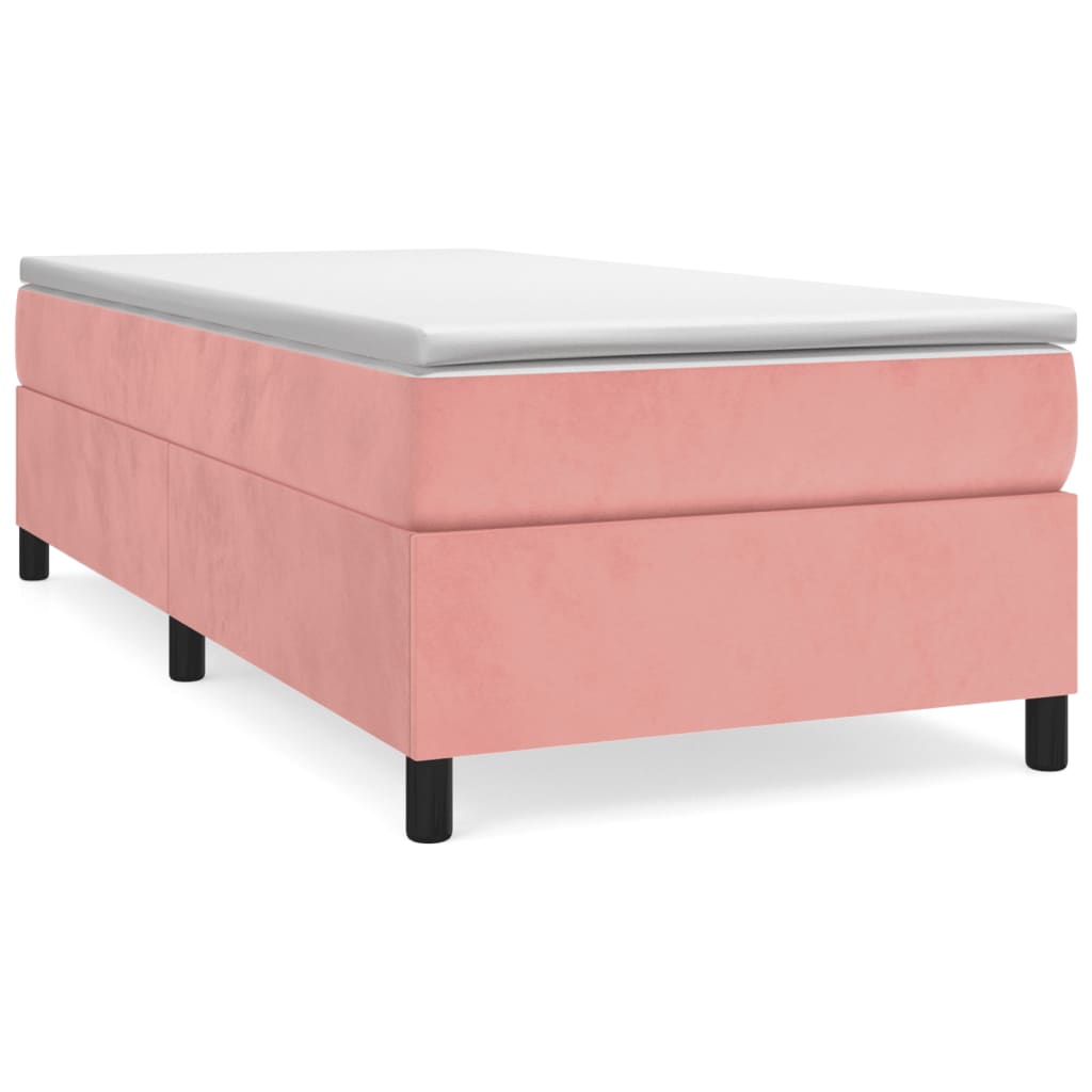 Boxspring-sängram rosa 90x190 cm sammet