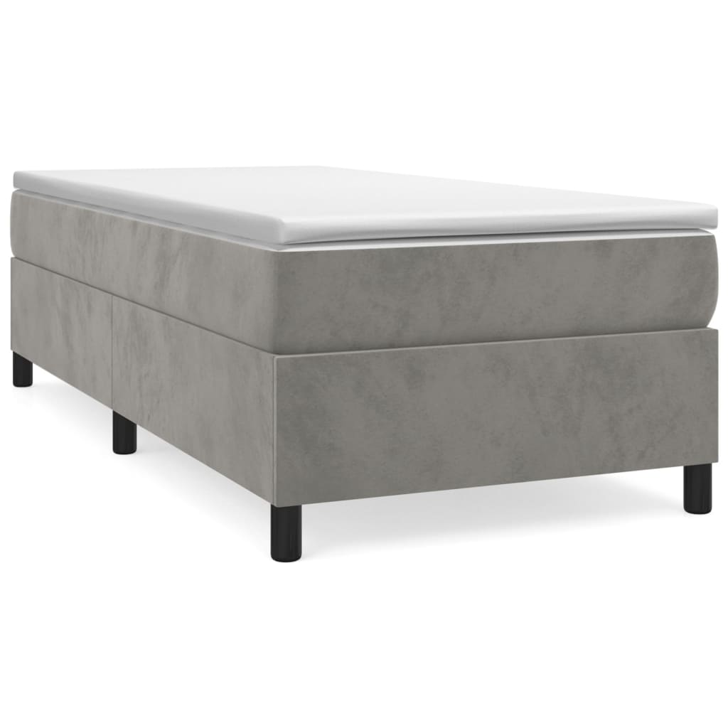 Boxspring-sängram ljusgrå 90x200 cm sammet
