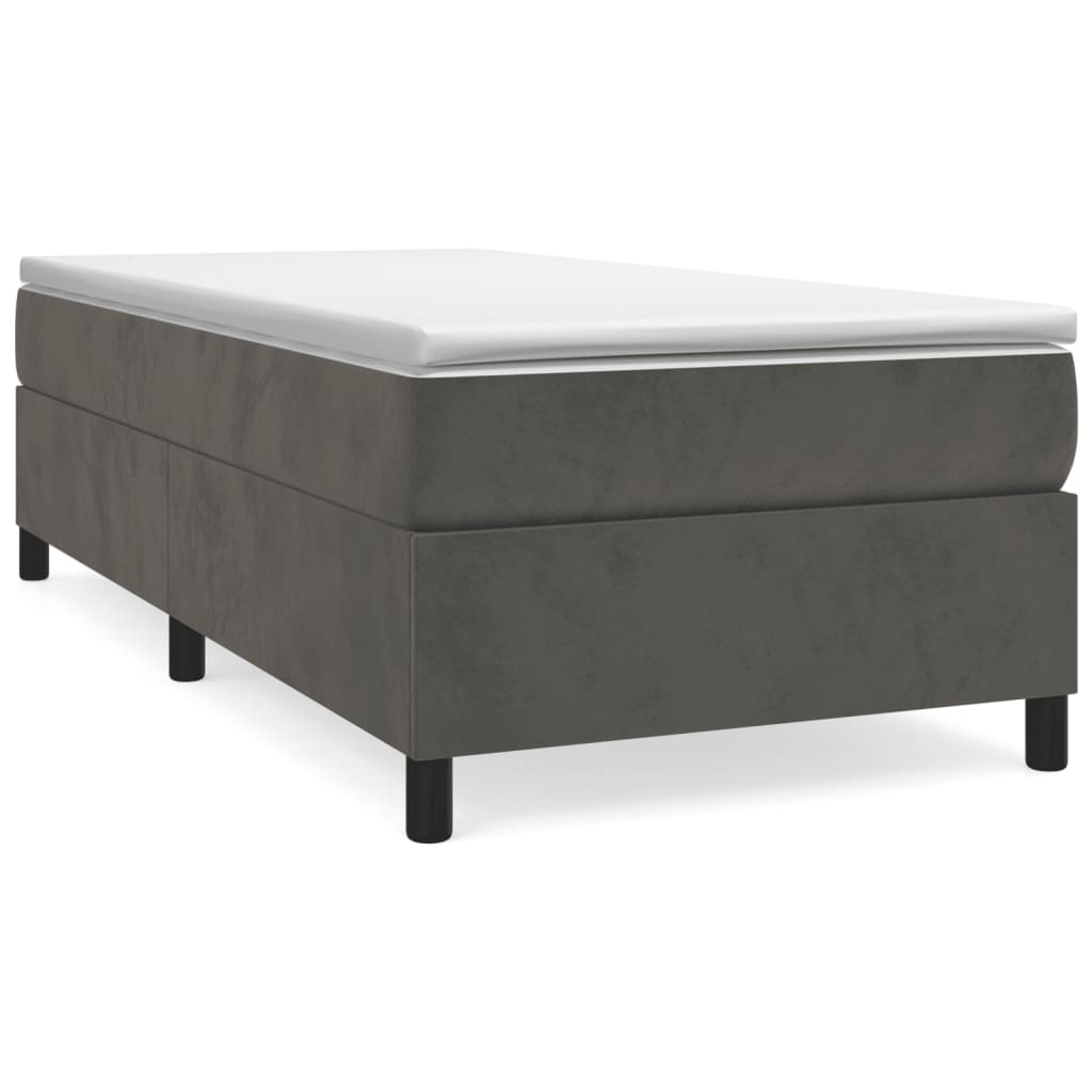 Boxspring-sängram mörkgrå 90x200 cm sammet