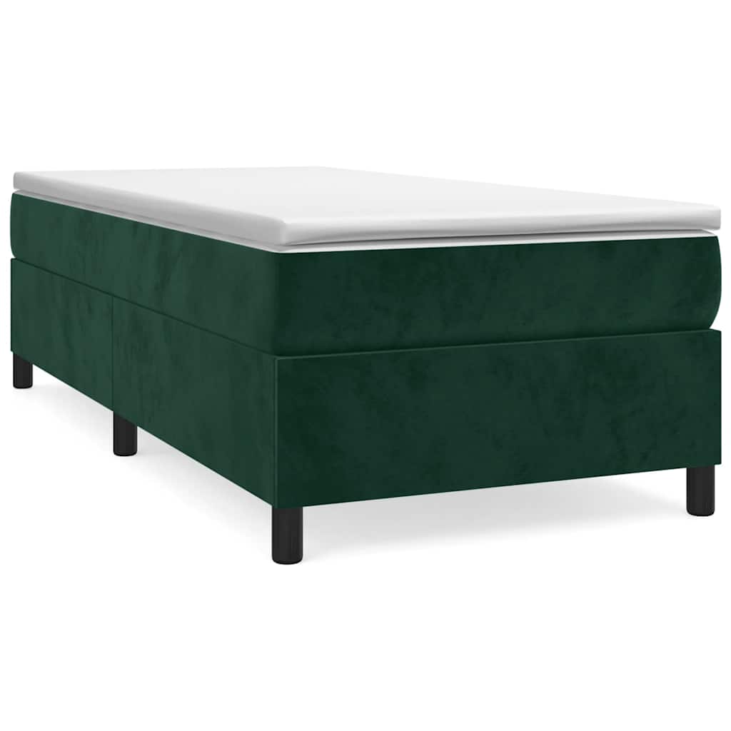 Boxspring-sängram mörkgrön 90x200 cm sammet