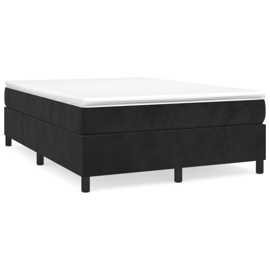 Boxspring-sängram svart 140x200 cm sammet