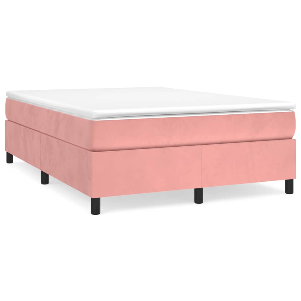 Boxspring-sängram rosa 140x200 cm sammet
