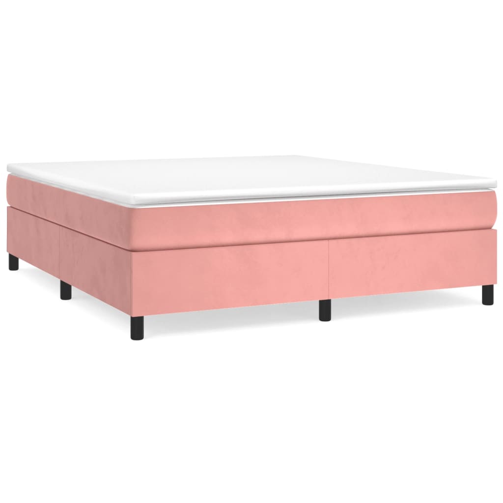 Boxspring-sängram rosa 160x200 cm sammet
