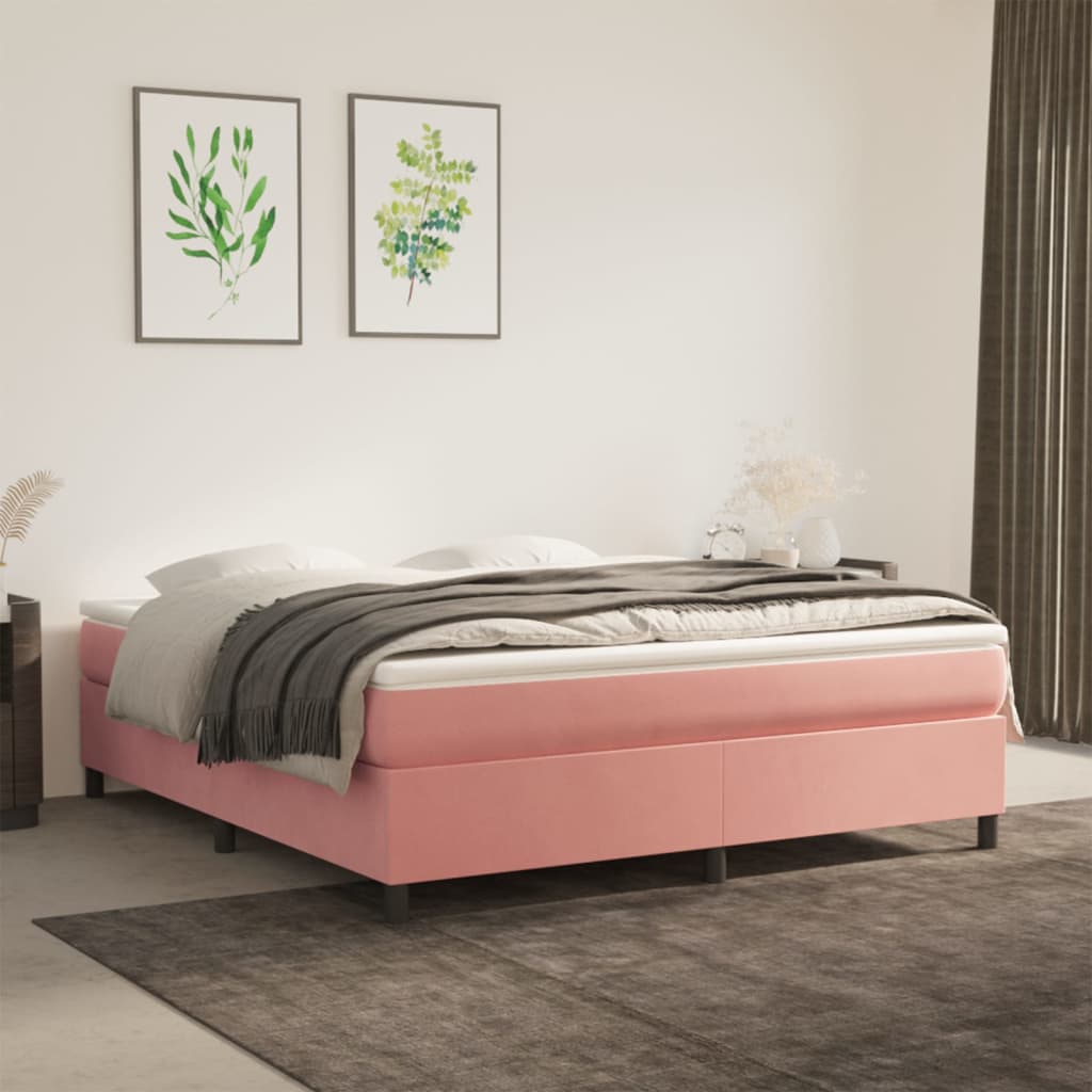 Boxspring-sängram rosa 160x200 cm sammet