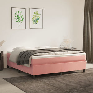 Boxspring-sängram rosa 160x200 cm sammet