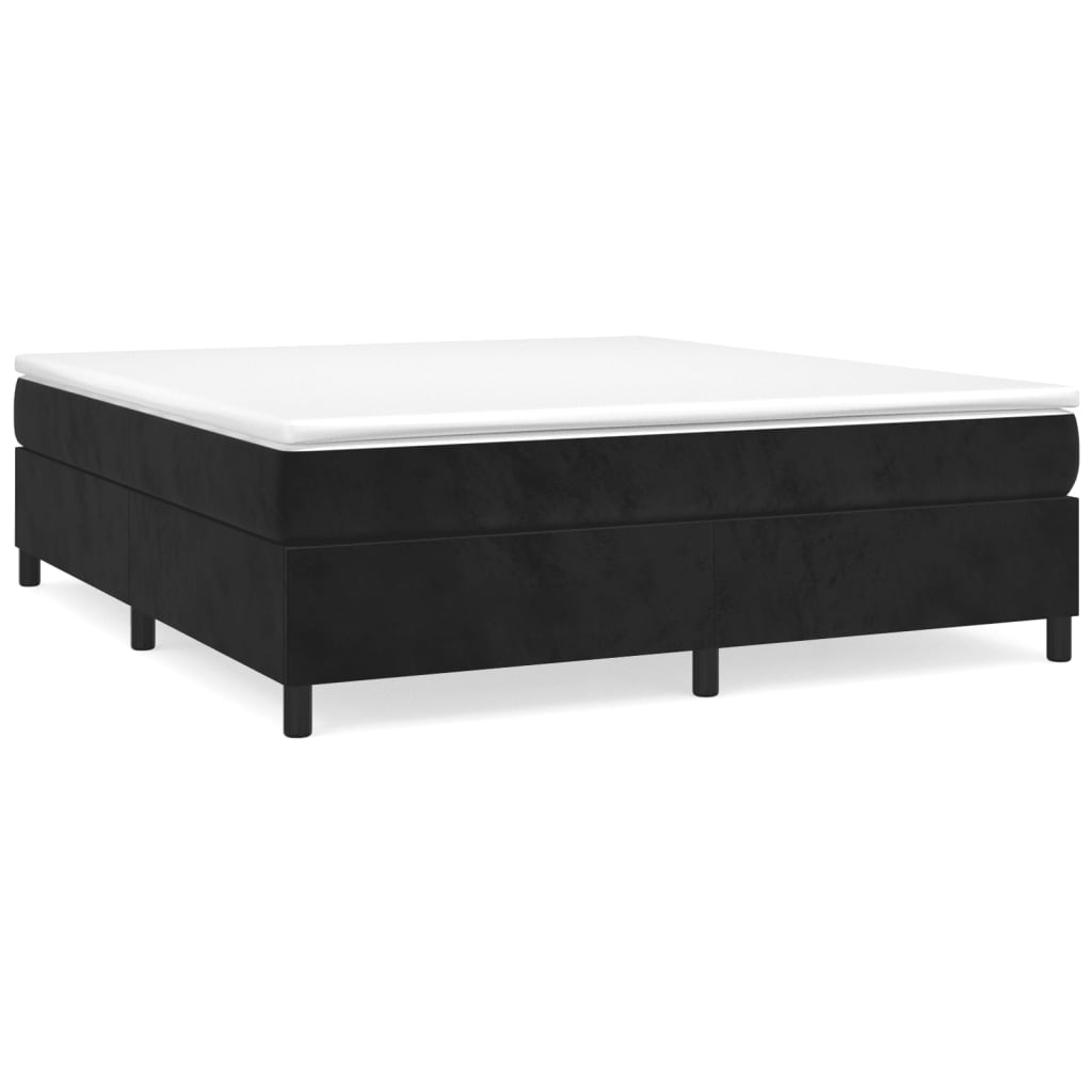 Boxspring-sängram svart 180x200 cm sammet