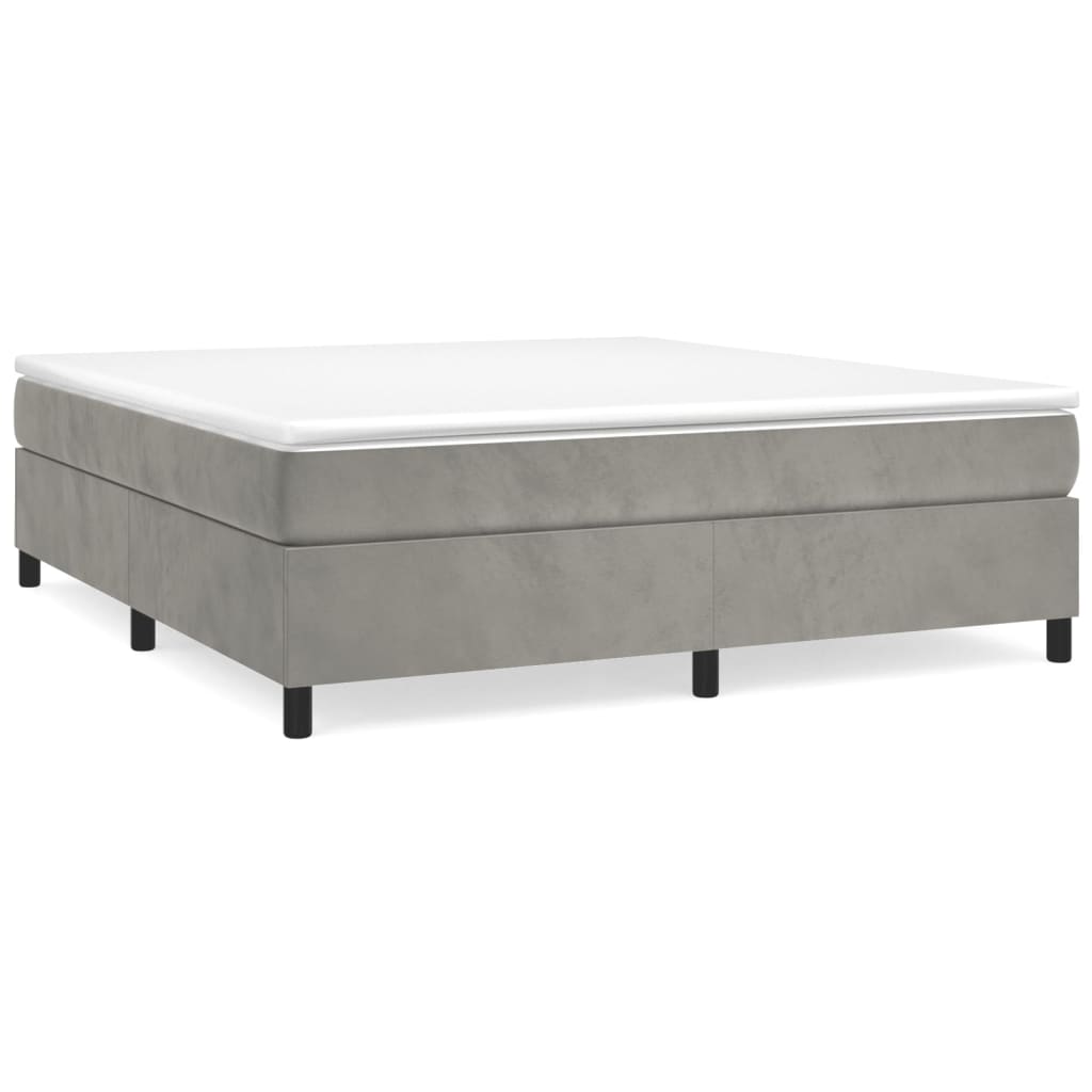 Boxspring-sängram ljusgrå 200x200 cm sammet