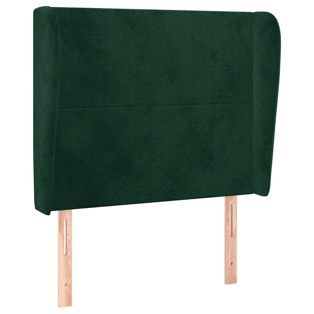 Sänggavel med kanter mörkgrön 103x23x118/128 cm sammet
