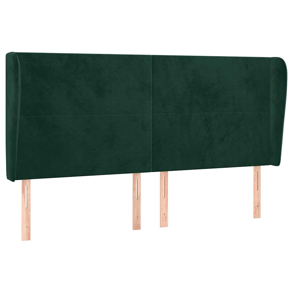 Sänggavel med kanter mörkgrön 183x23x118/128 cm sammet