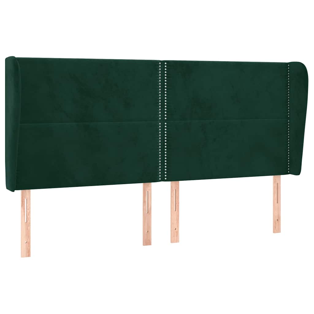Sänggavel med kanter mörkgrön 203x23x118/128 cm sammet