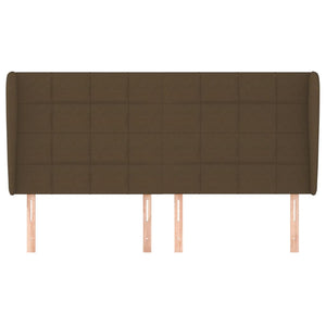 Sänggavel med kanter mörkbrun 163x23x118/128 cm tyg
