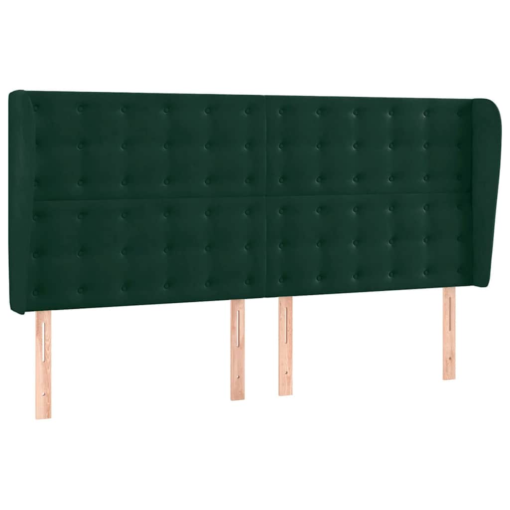 Sänggavel med kanter mörkgrön 183x23x118/128 cm sammet